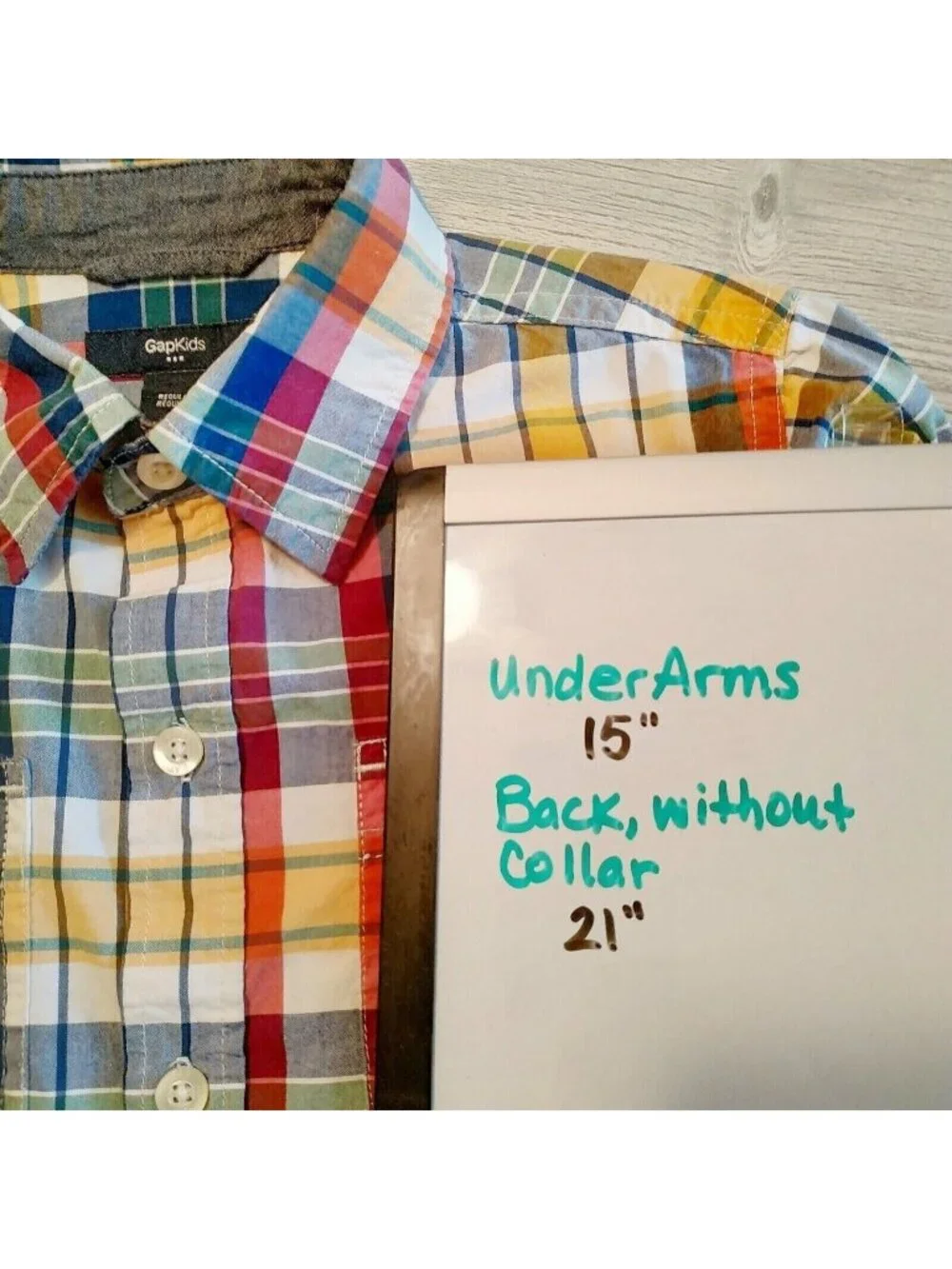 GAP Kids Boys Plaid Shirt Sz S Small  Roll tab Button Down Top Yellow blue red